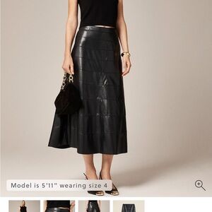 J Crew Seamed Faux Leather Circle Skirt 2 Black NWT